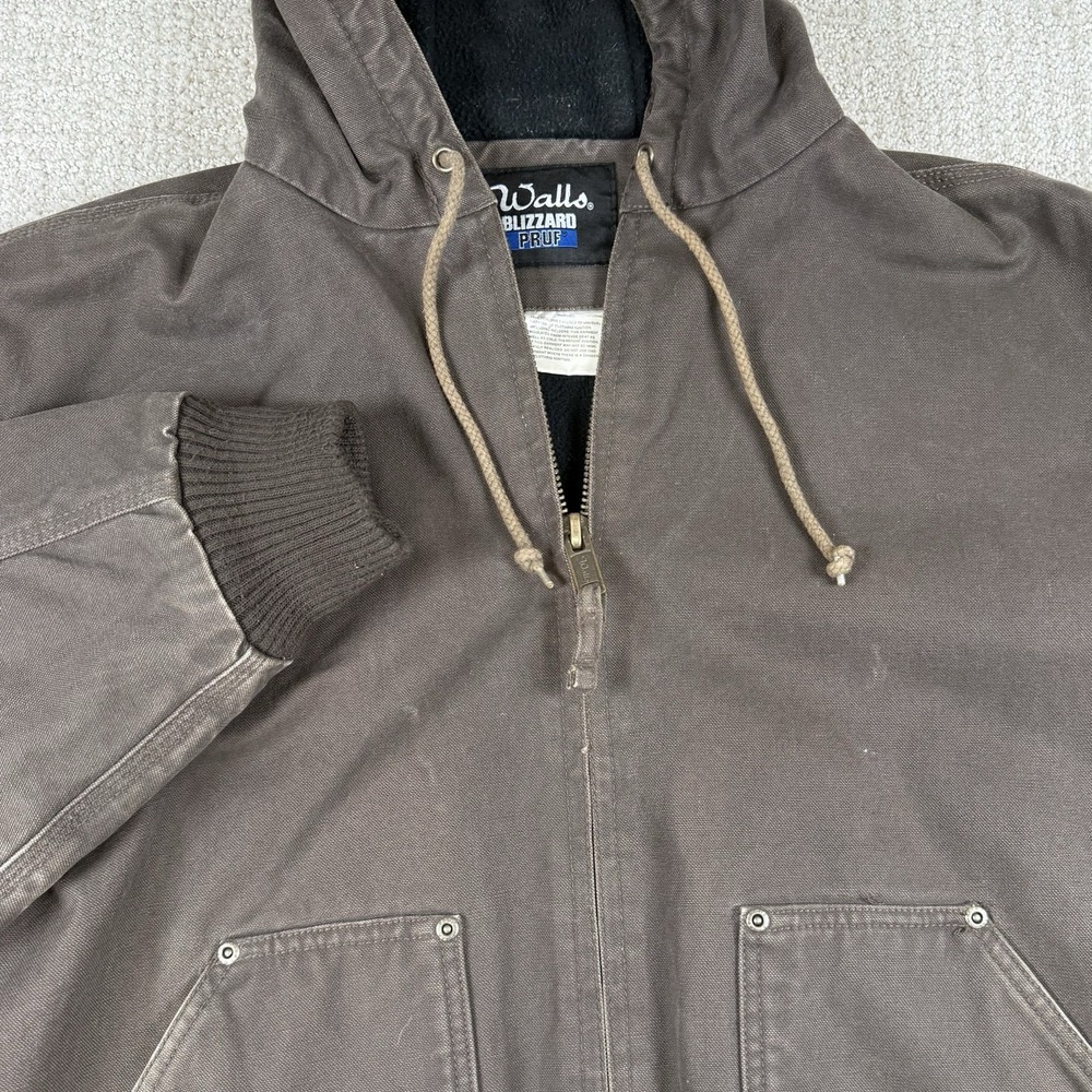 Walls Blizzard Pruf Men's Large Tall Brown Duck Canvas Fleece Lined Work Jacket